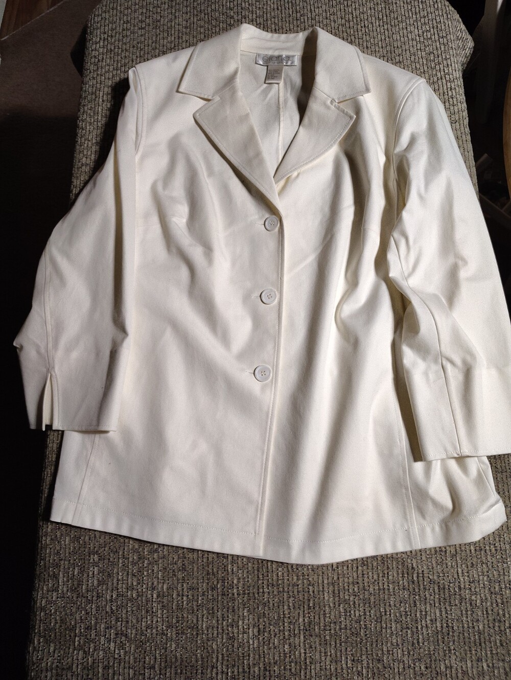 Elana by Tanner White size 16 women's zip up blazer jacket